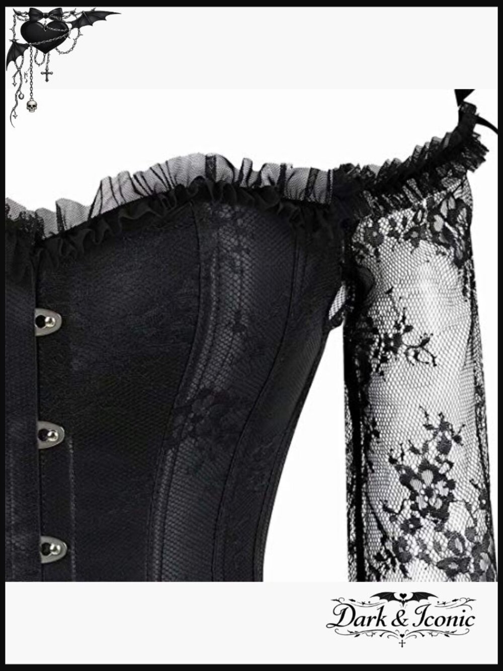 Corset Top for Women with Sleeves Lace Floral Bustier Waist Training - Picture 4 of 6